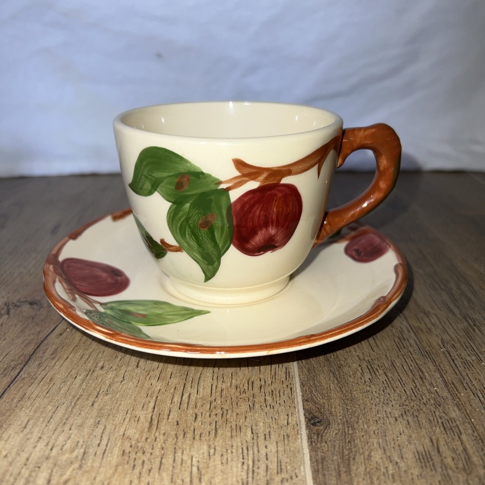 VINTAGE FRANCISCAN APPLE BRANCH PATTERN CUP AND SAUCER